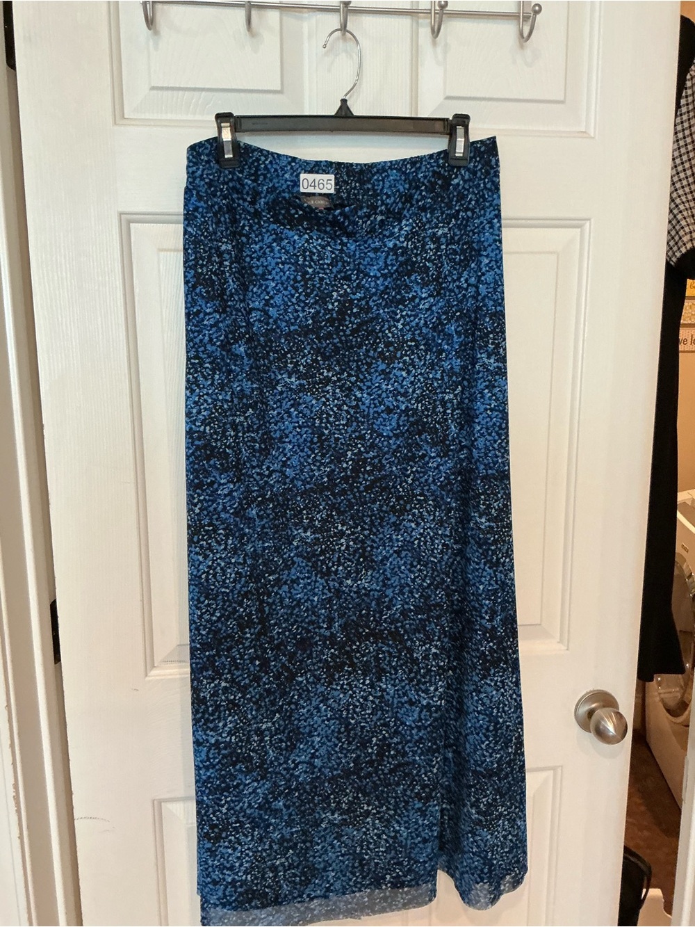 Vince Camuto Navy and Blue Patterned Maxi Skirt